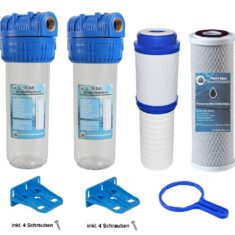 Wasserfilter SET 10 Zoll 1x Kombifilter + 1x Eisenfilter gegen Eisen und  Gerüche im Brunnenwasser Trinkwasser