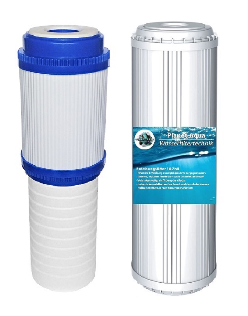 Wasserfilter SET 10 Zoll 1x Kombifilter + 1x Eisenfilter gegen Eisen und  Gerüche im Brunnenwasser Trinkwasser